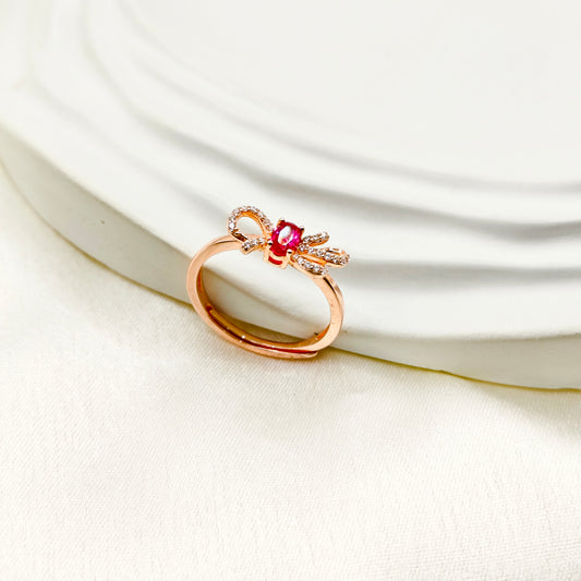 Bow Rosegold Plated Ring 925 Silver
