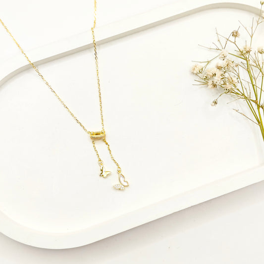 Butterfly Gold plated Necklace 925 Silver