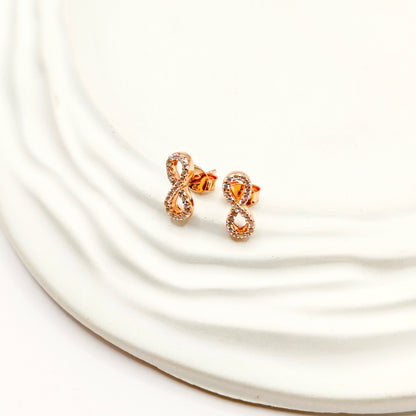 Infinity Charm Rosegold Plated Jewellery Set 925 Silver