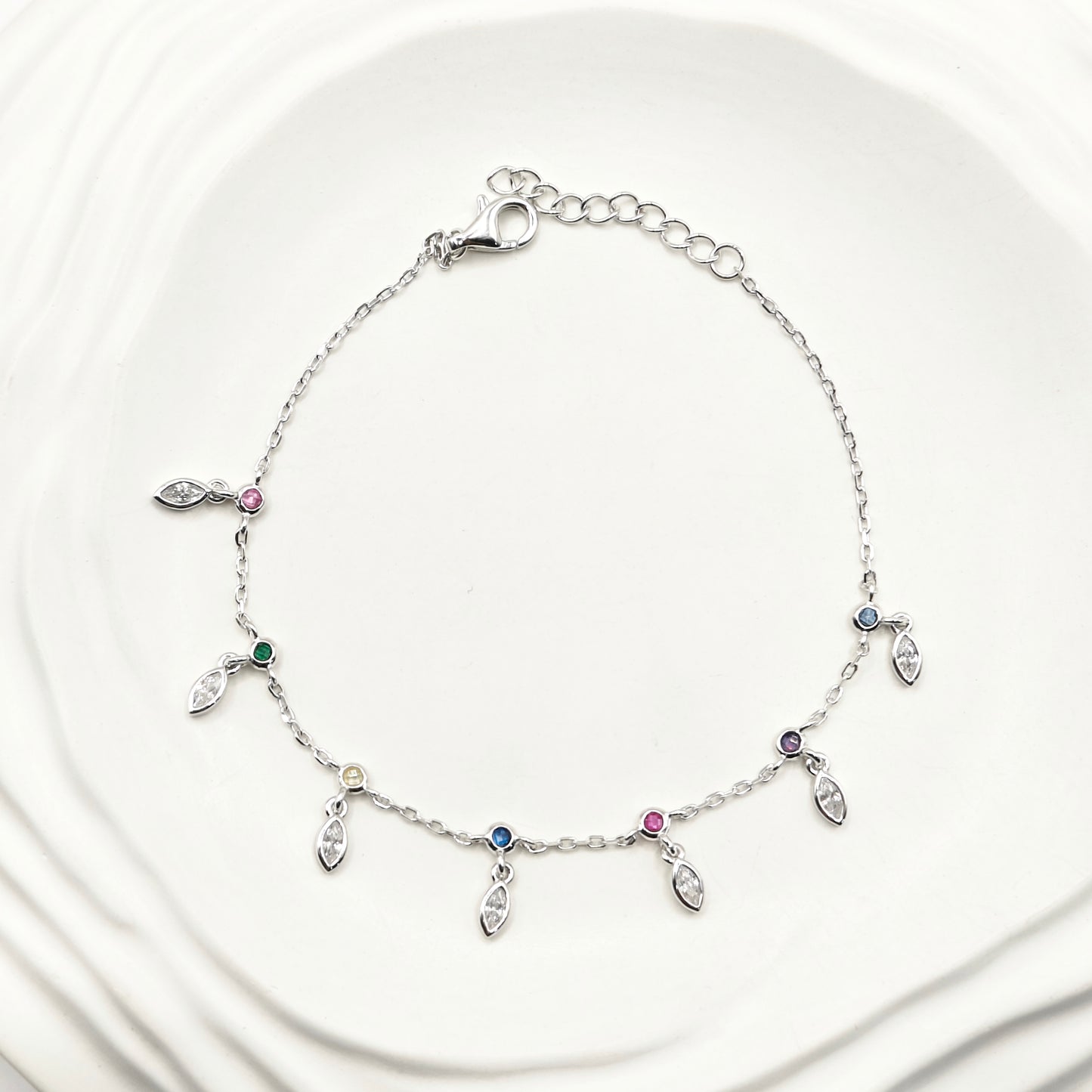 Drop Charm Bracelet 925 Silver