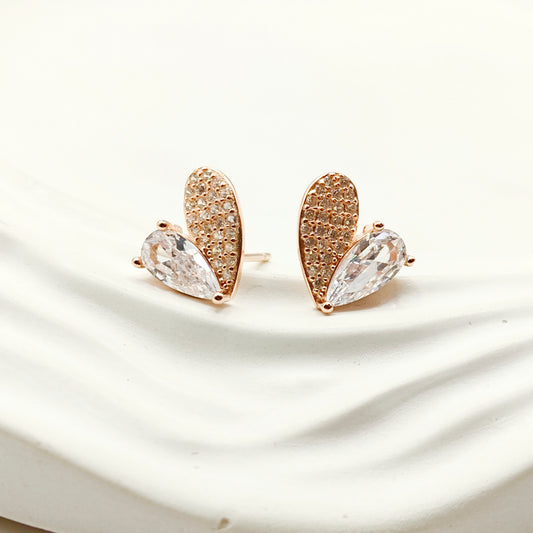 Heart Earrings Rosegold Plated 925 Silver