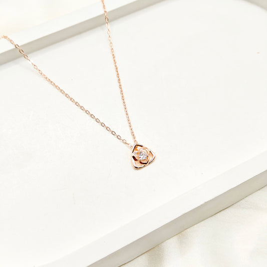 Pyramid Rosegold Plated Necklace 925 Silver