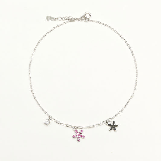 Flower Charm Anklet 925 Silver