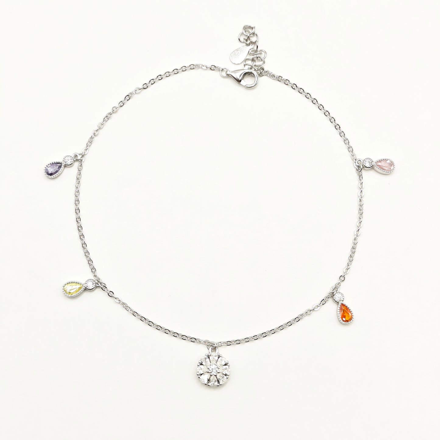 Flower Charm Anklet 925 Silver