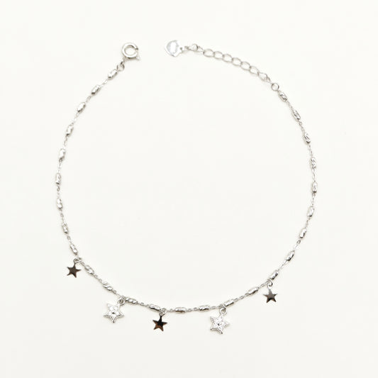 Star Charm Anklet 925 Silver (small size)