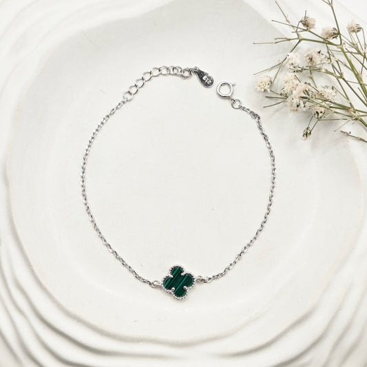 Green Clover Bracelet 925 Silver