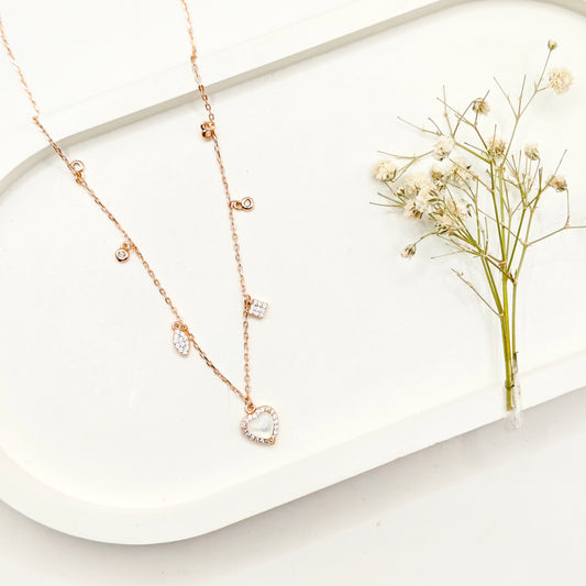 Heart Rosegold Plated Necklace 925 Silver