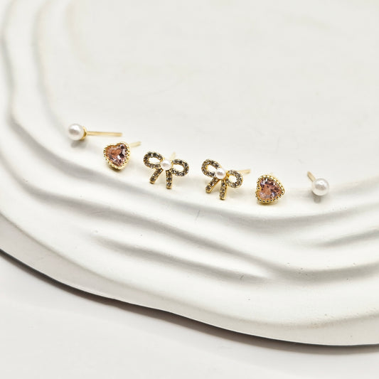 Pookie Set of 3 Gold Plated Earrings 925 Silver