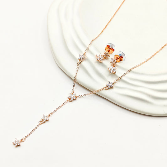 Flower Rosegold Plated Jewellery Set 925 Silver