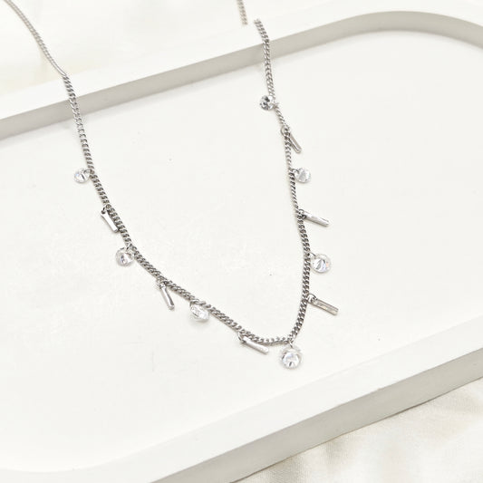 Link Crystal Charm Necklace 925 Silver