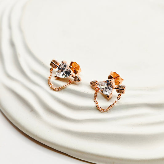 Heart Rosegold Plated Earings 925 silver