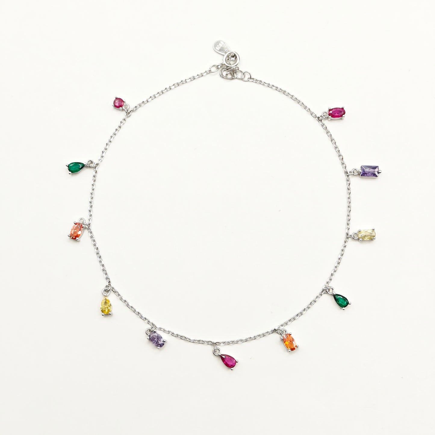 Multi-Color Charm Anklet 925 Silver